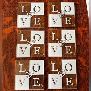 Glass “LOVE” Coasters